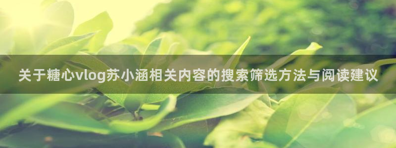 糖心网站入口:关于糖心vlog苏小涵相关内容的搜索筛选方法与阅读建议